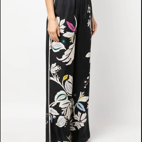 DOROTHEE SCHUMACHER - Silk Tie Waist Flower Whirl Print Black US Size 10 - Picture 4 of 14